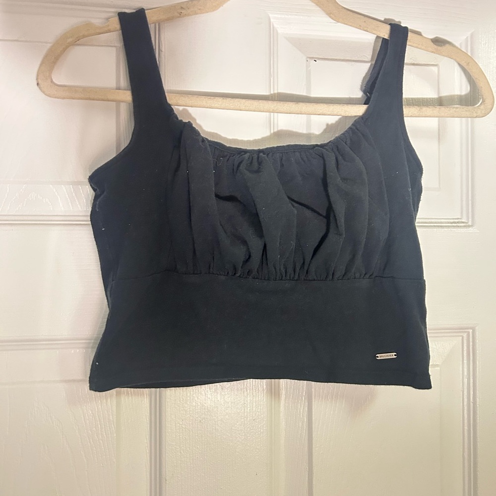 Hollister Black Ruffled Crop Tank Top